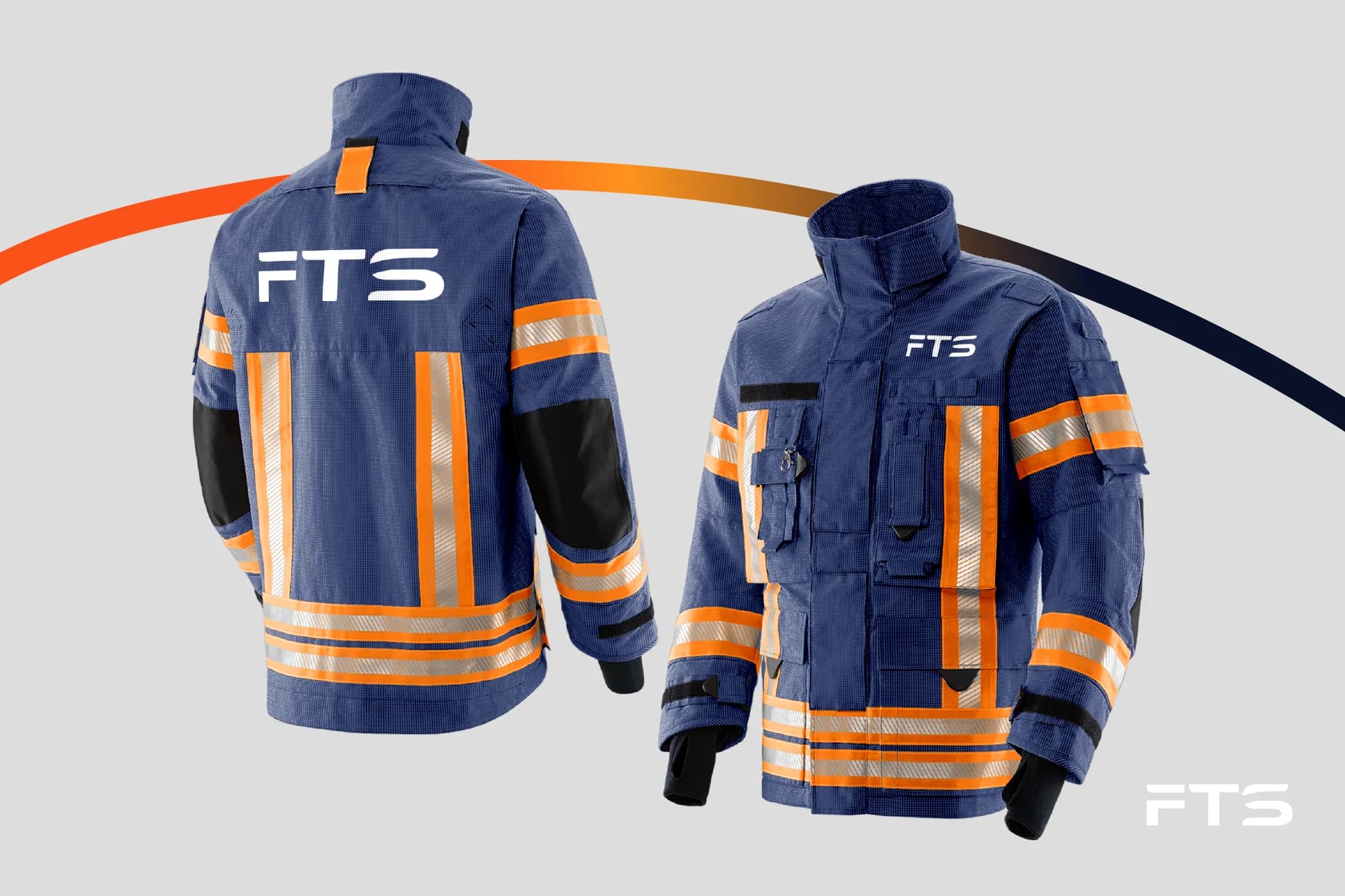 FTS: chamarras de trabajo con el logotipo y franjas reflejantes
