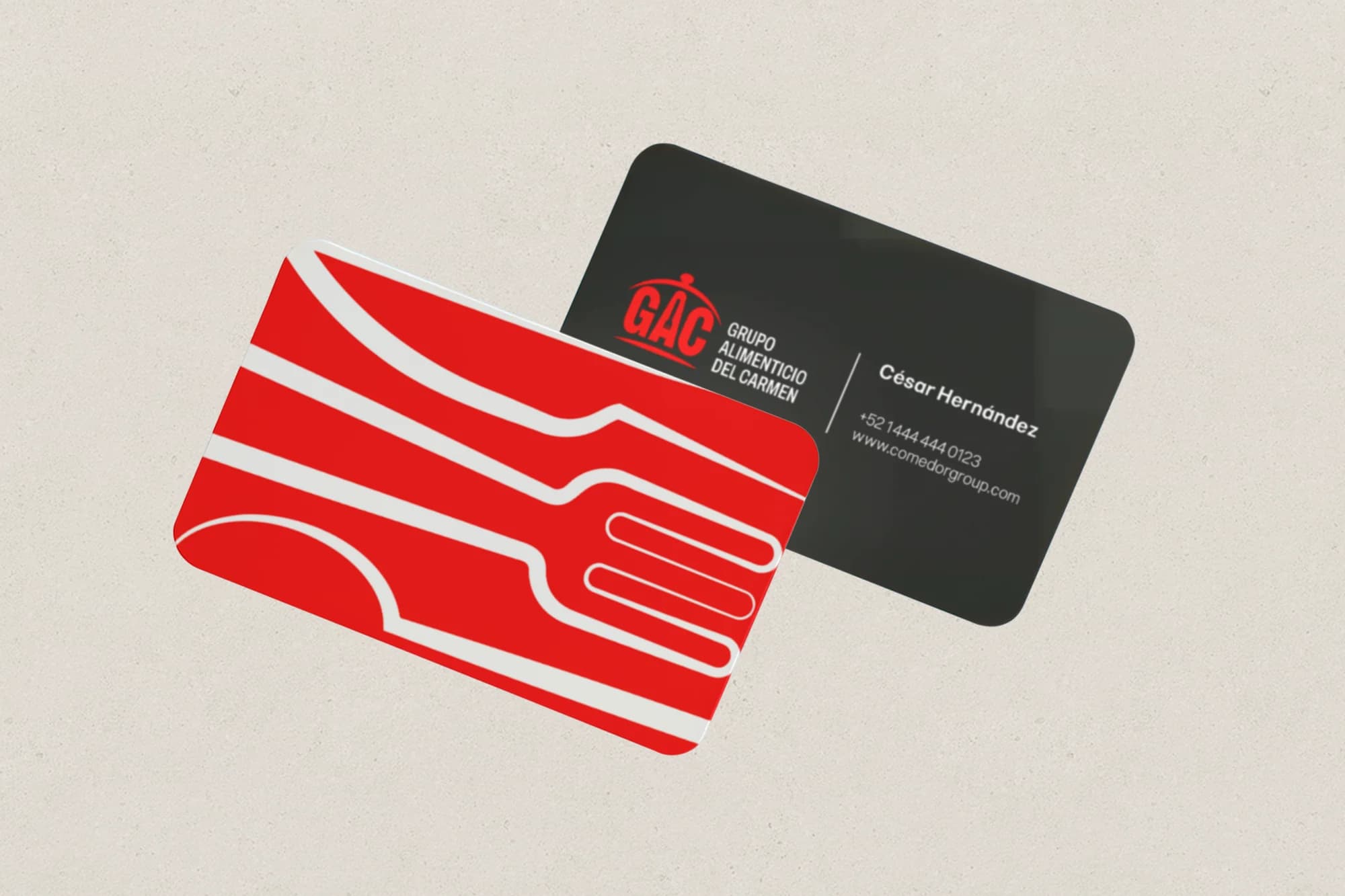 GACSA: tarjetas de presentación en rojo y gris oscuro
