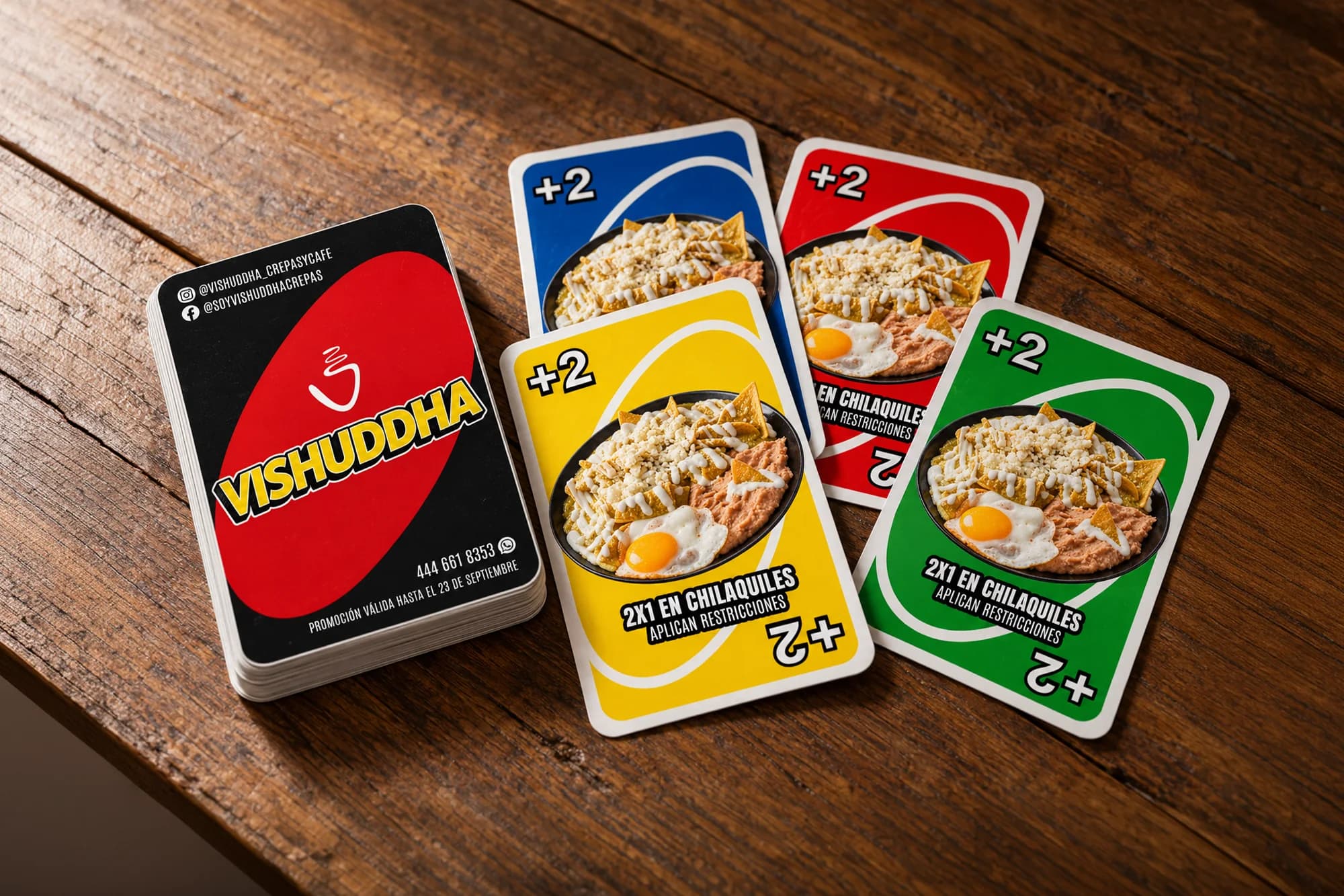 Vishuddha: promoción de chilaquiles en tarjetas inspiradas en un juego de cartas