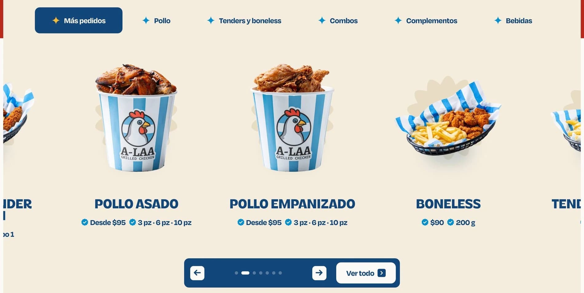 A-LAA: carrusel del menú con precios