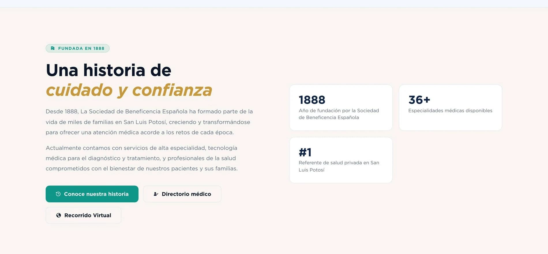La Bene San Luis: sección de historia y cifras de la institución