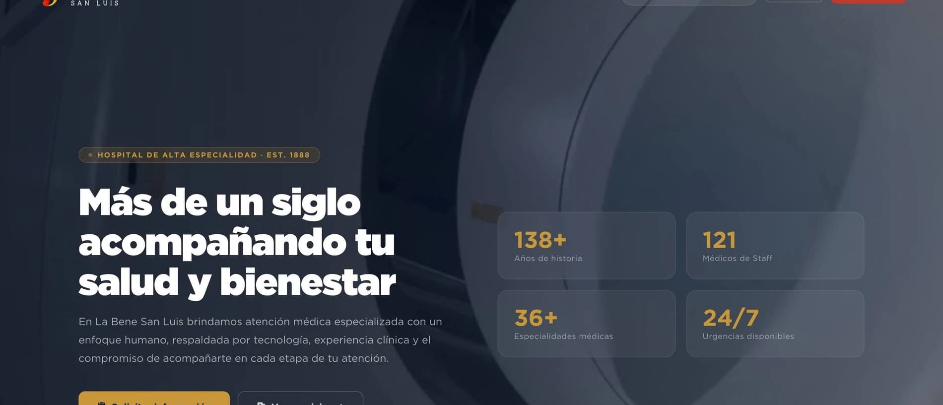 La Bene San Luis: portada del sitio web