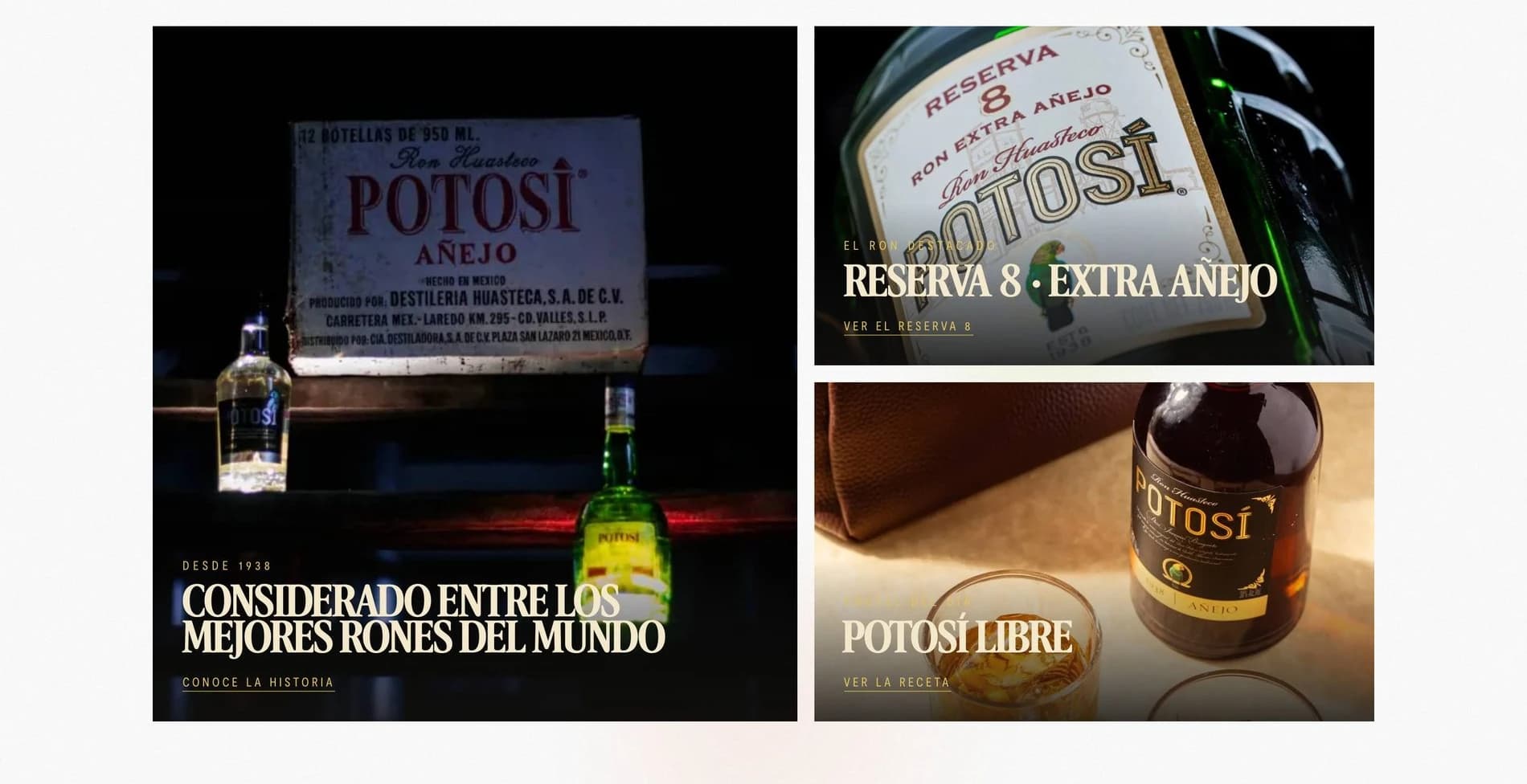Ron Potosí: módulos editoriales sobre las etiquetas de la casa