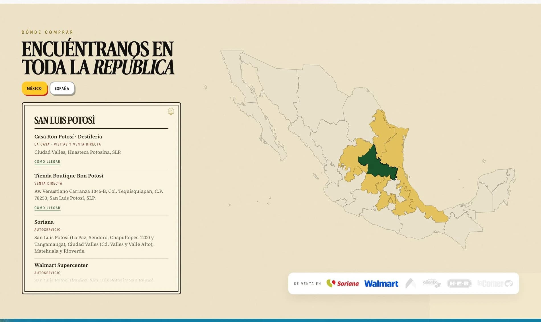Ron Potosí: mapa de puntos de venta por estado