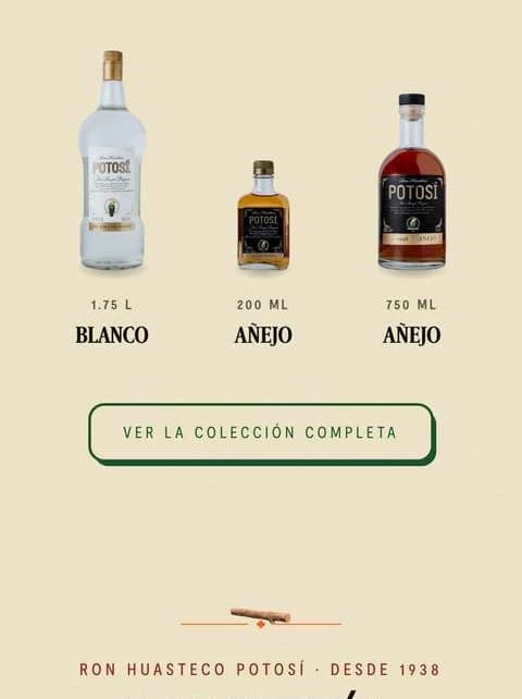 Ron Potosí: catálogo de botellas en celular